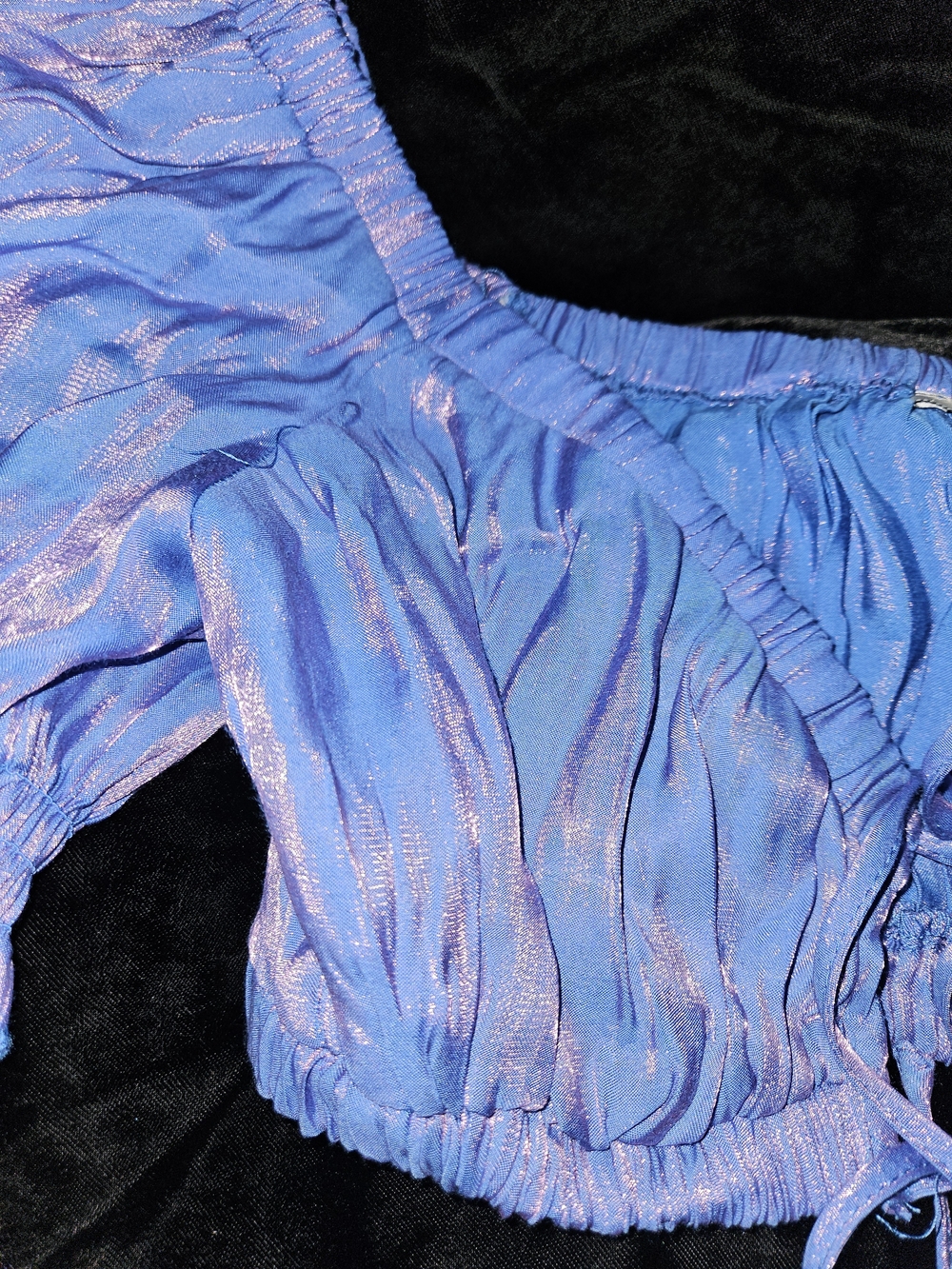 Miss Selfie Iridescent Lavender Tie-Front Crop Top - Picture 4 of 8